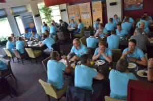 Stevige lunch voorafgaand aan de clinics.